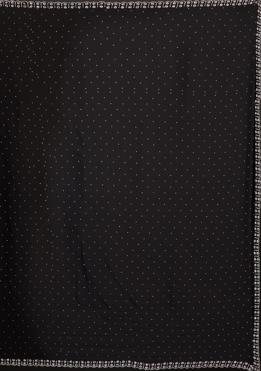 Black Satin Silver Stonework Saree With Matching Blouse Piece