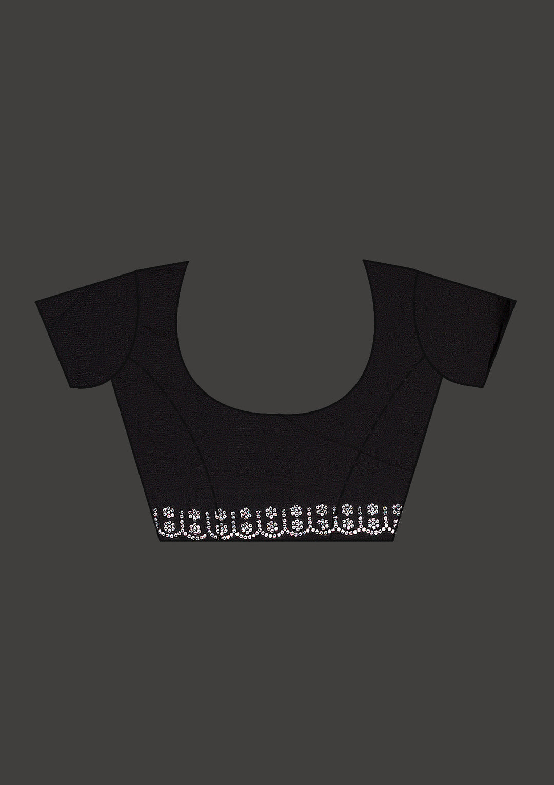 Black Satin Silver Stonework Saree With Matching Blouse Piece