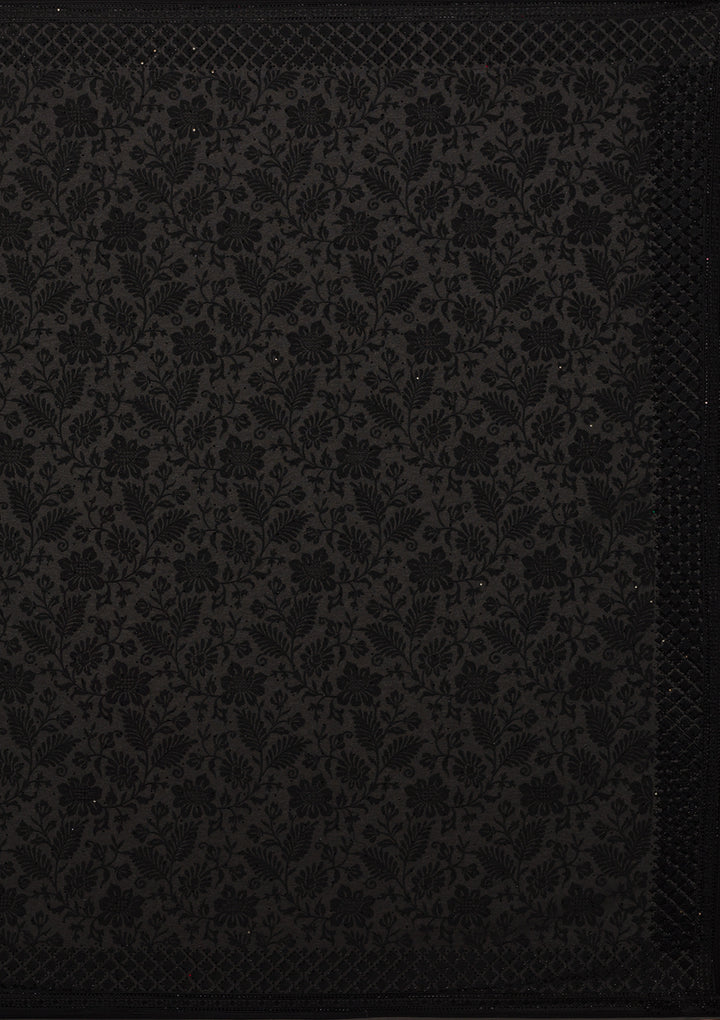 Black Georgette Threadwork Saree With Matching Blouse Piece