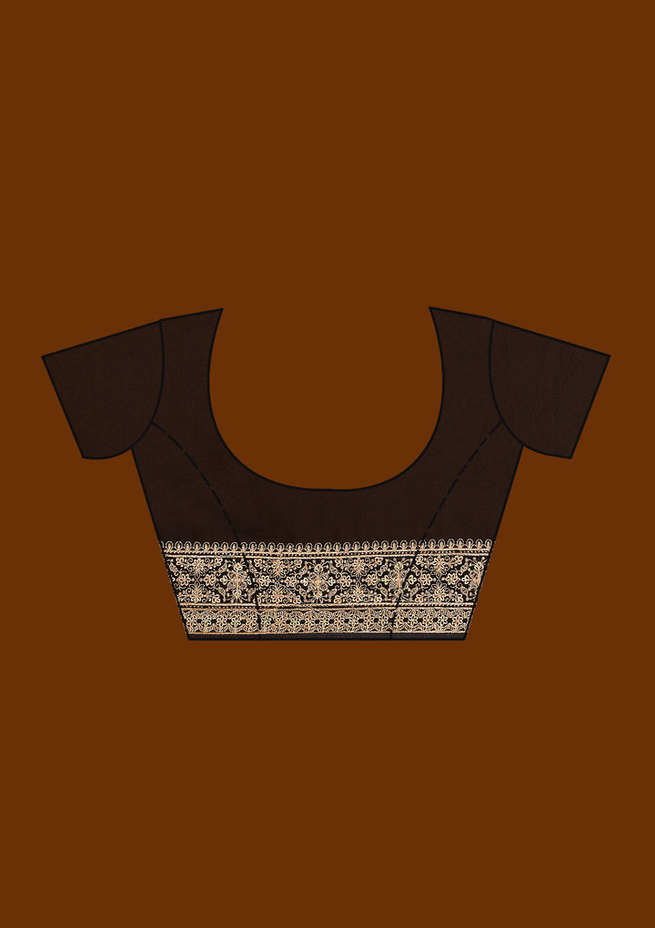 Black Georgette Kashmiri Saree With Matching Blouse Piece