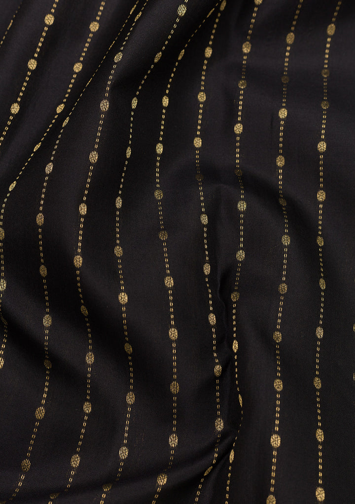 Black Silk Stripes Gold Zariwork Saree With Matching Blouse Piece