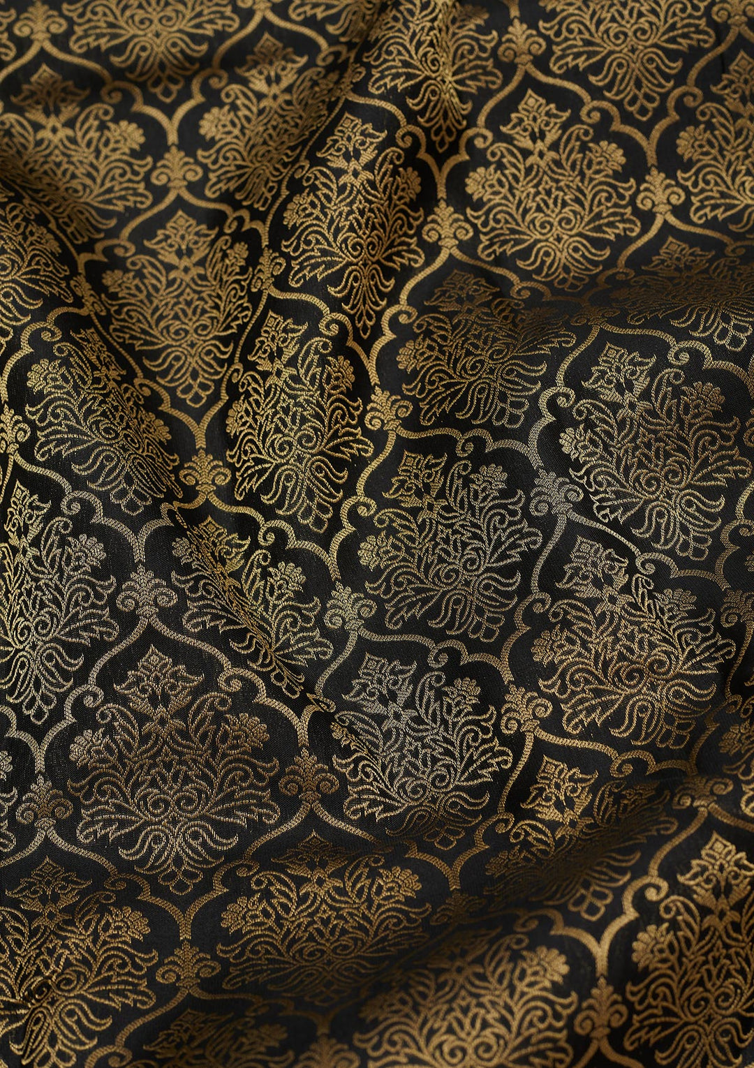 Black Silk Jaal Gold Zariwork Saree With Matching Blouse Piece