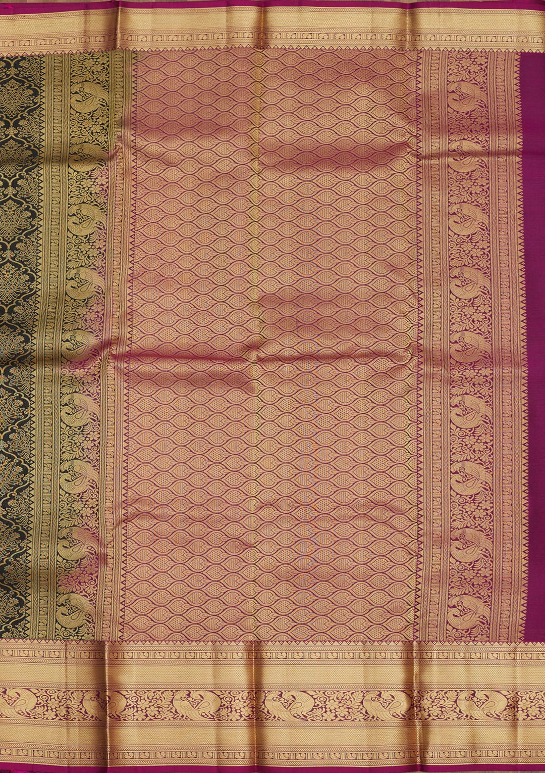 Black Silk Jaal Gold Zariwork Saree With Matching Blouse Piece