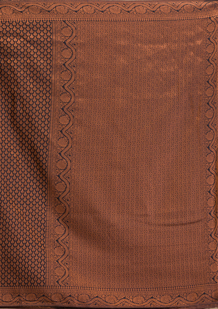 Black Silk Kanjivaram Antique Zariwork Saree With Matching Blouse Piece