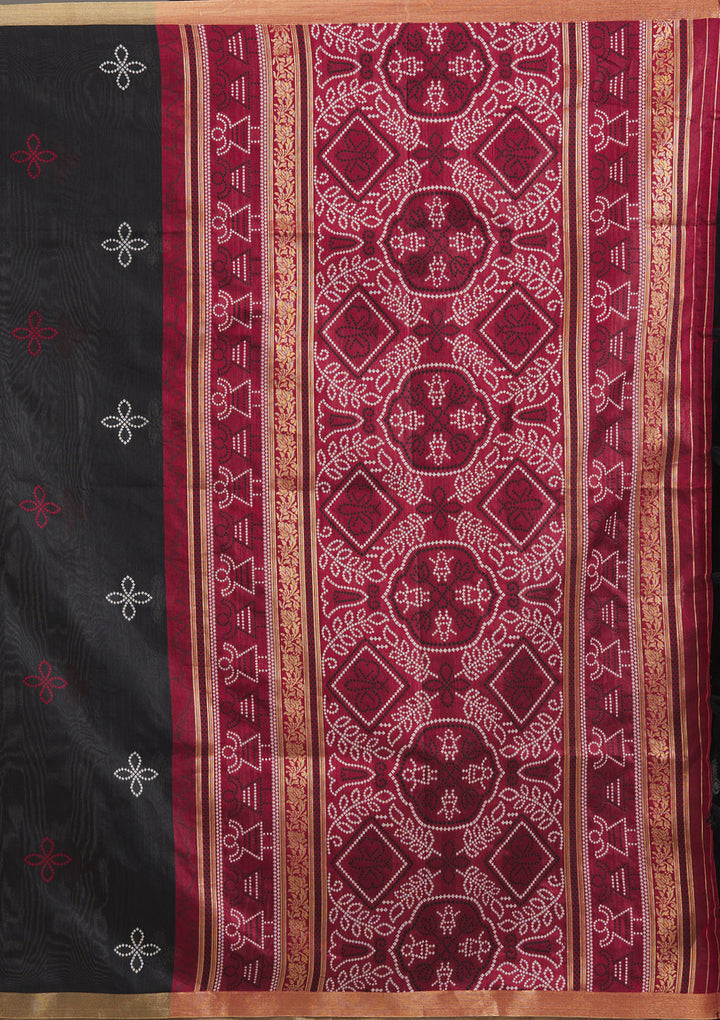 Black Silk Buti Saree With Matching Blouse Piece