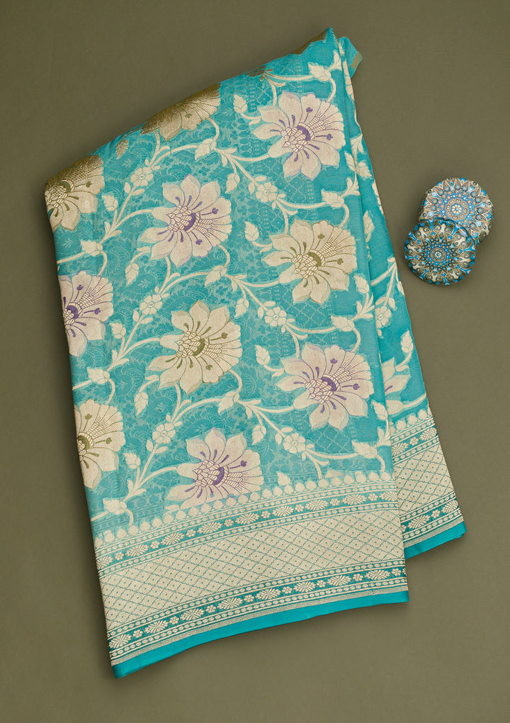 Blue Zariwork Banarasi Pure Silk Saree