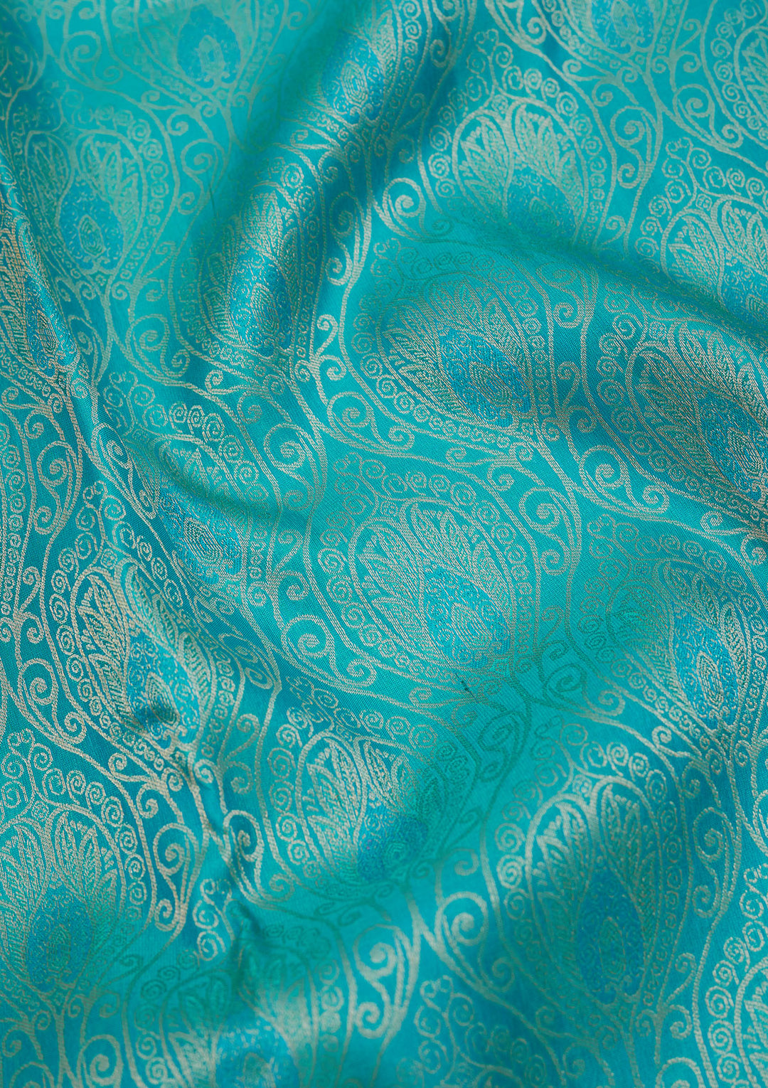 Blue Pure Silk Jaal Gold Zariwork Saree With Matching Blouse Piece