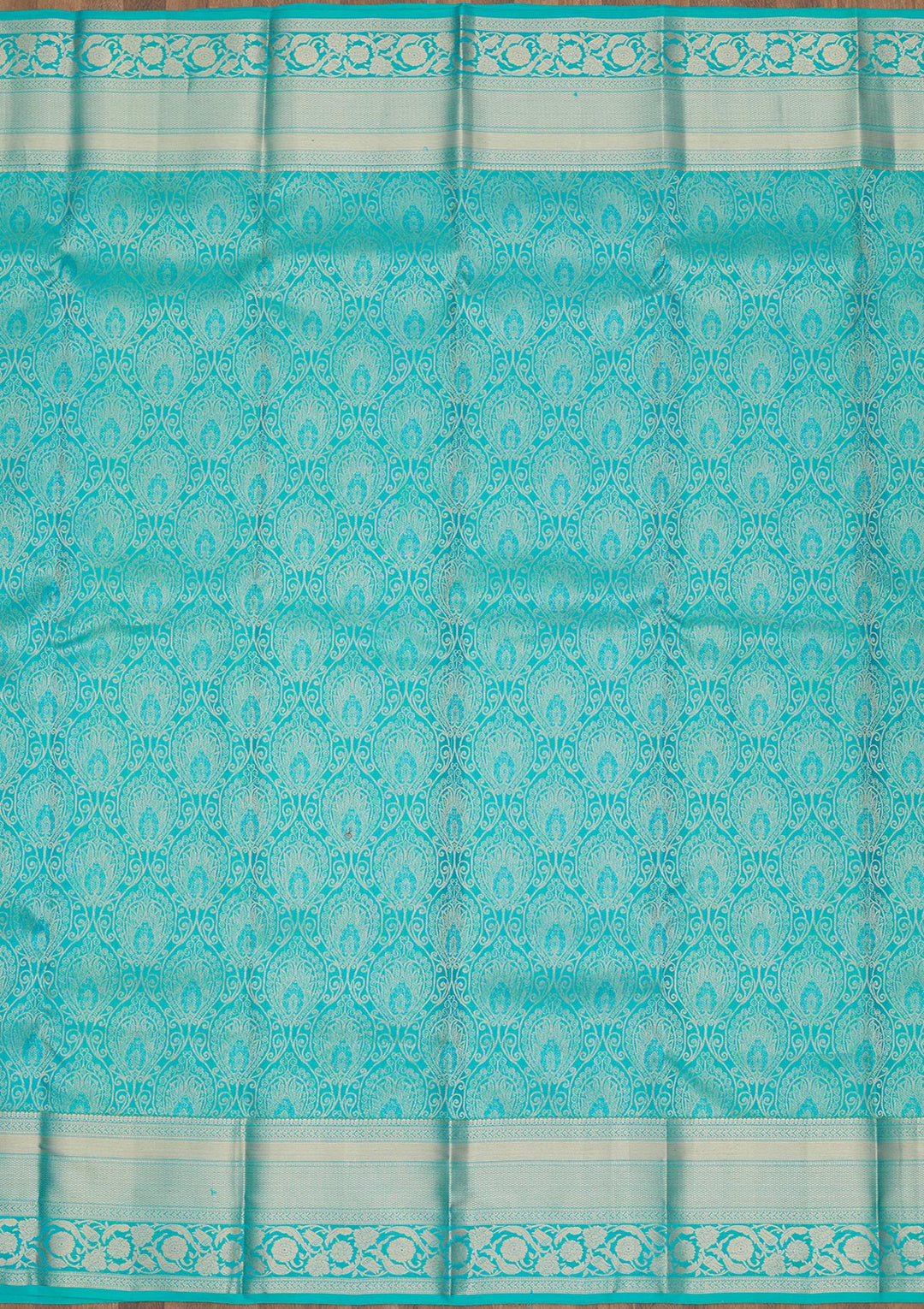Blue Pure Silk Jaal Gold Zariwork Saree With Matching Blouse Piece