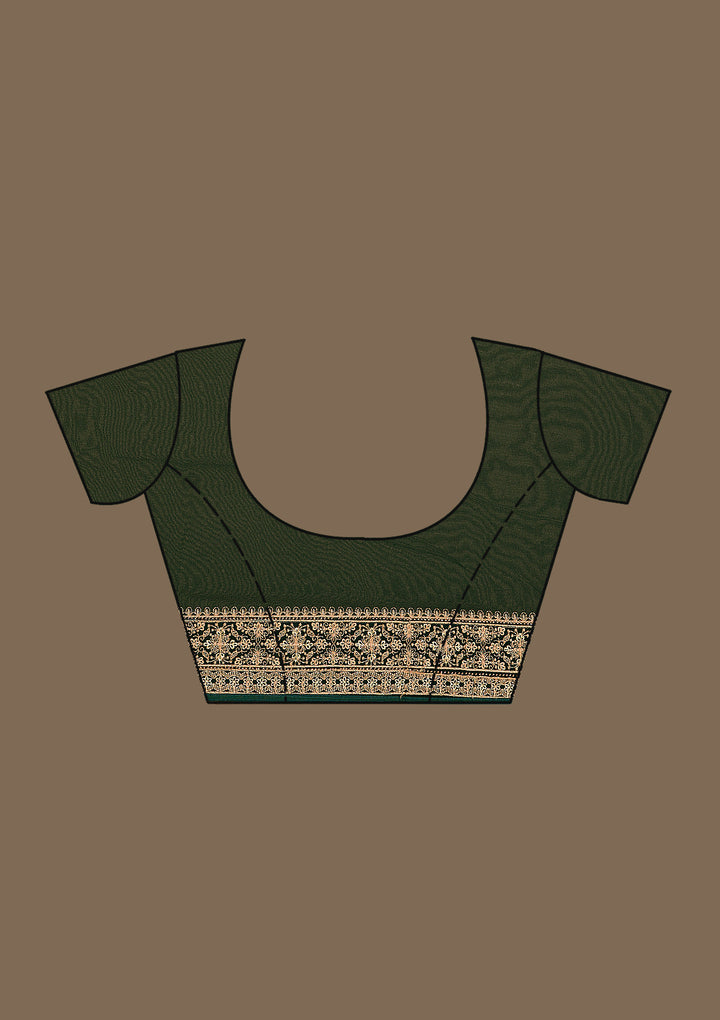 Bottle Green Zariwork Georgette Saree