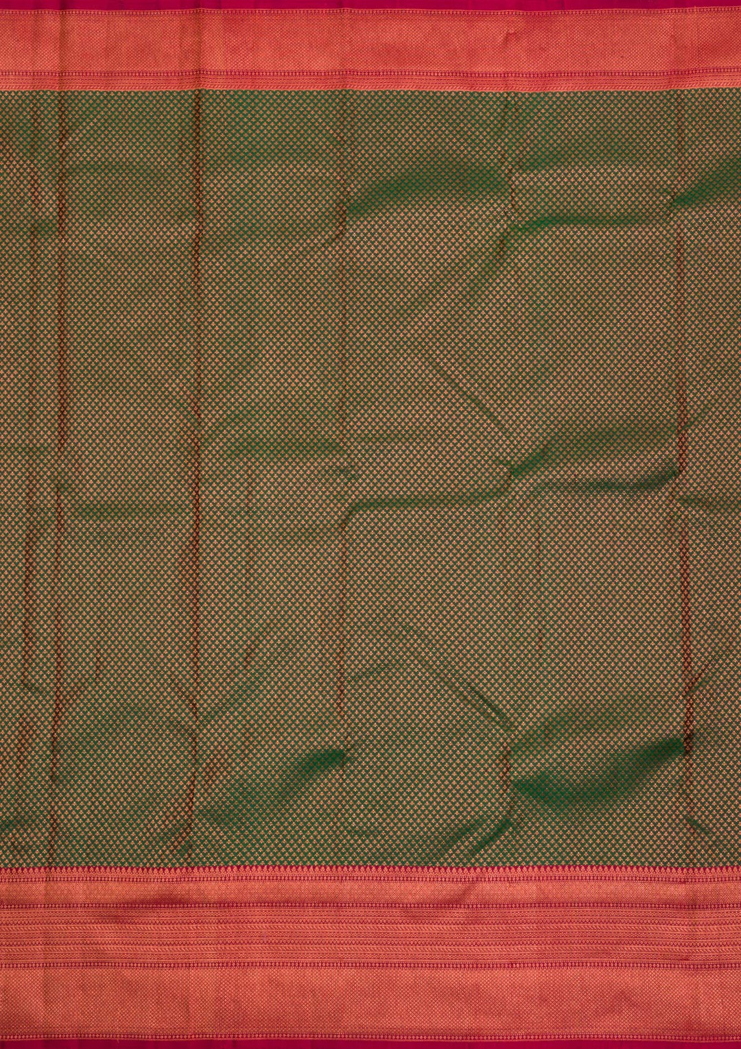 Bottle Green Silk Jaal Antique Zariwork Saree With Matching Blouse Piece