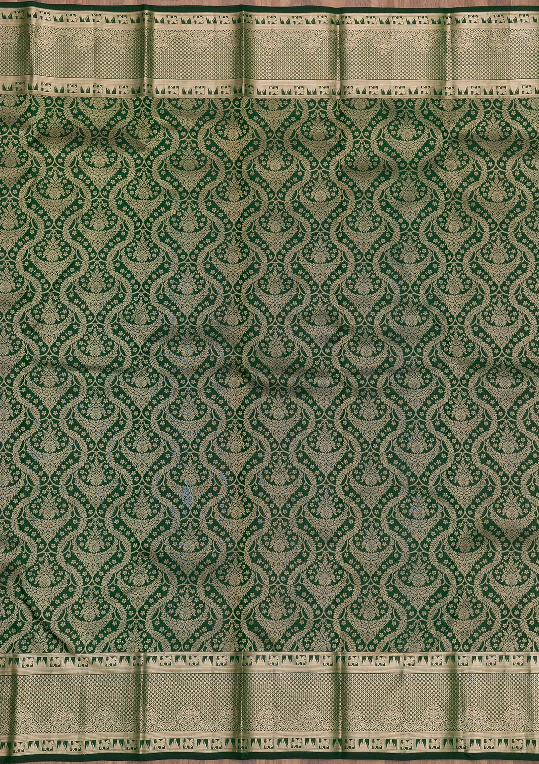 Bottle Green Zariwork Pure Silk Saree