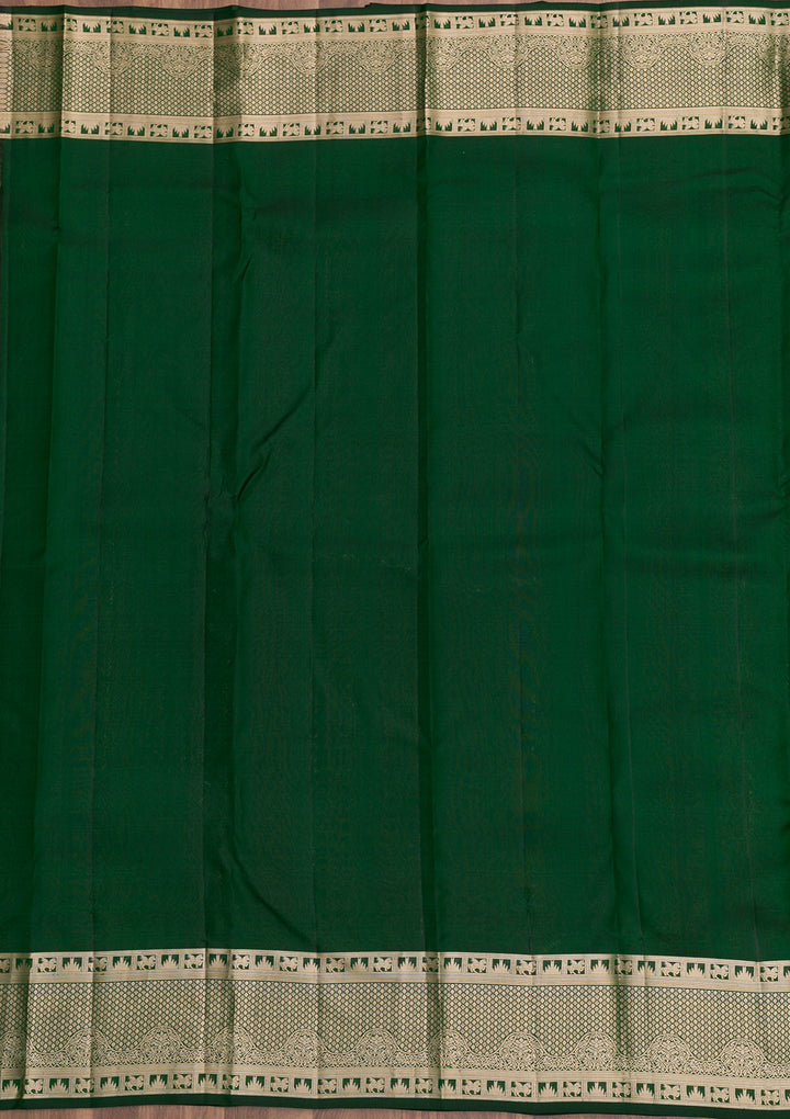 Bottle Green Zariwork Pure Silk Saree