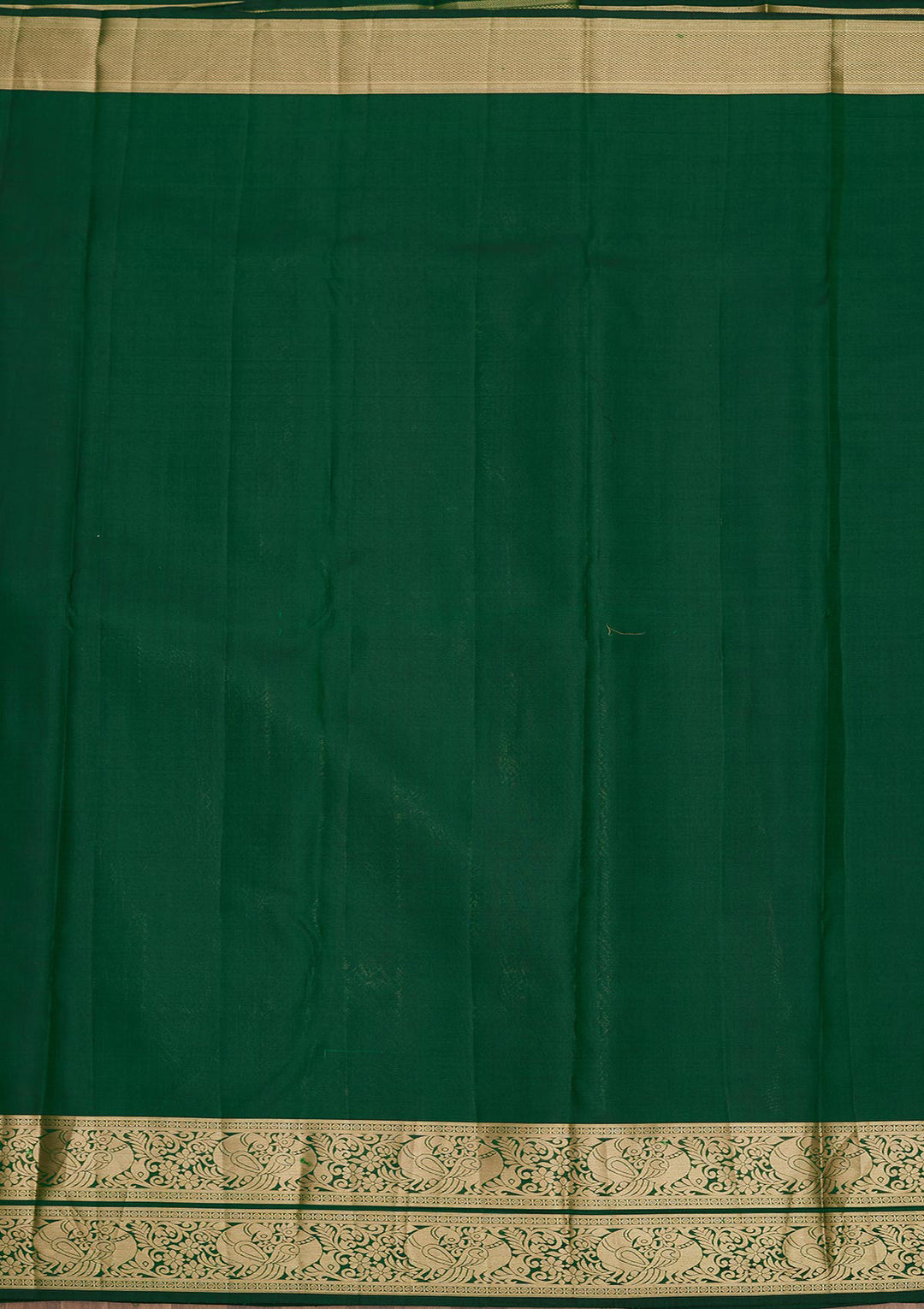 Bottle Green Pure Silk Jaal Silver Zariwork Saree With Matching Blouse Piece