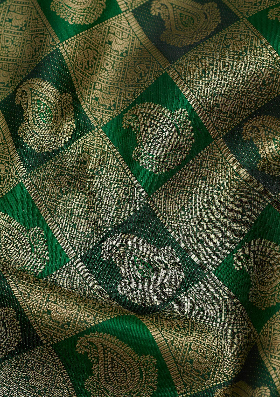 Bottle Green Pure Silk Jaal Silver Zariwork Saree With Matching Blouse Piece