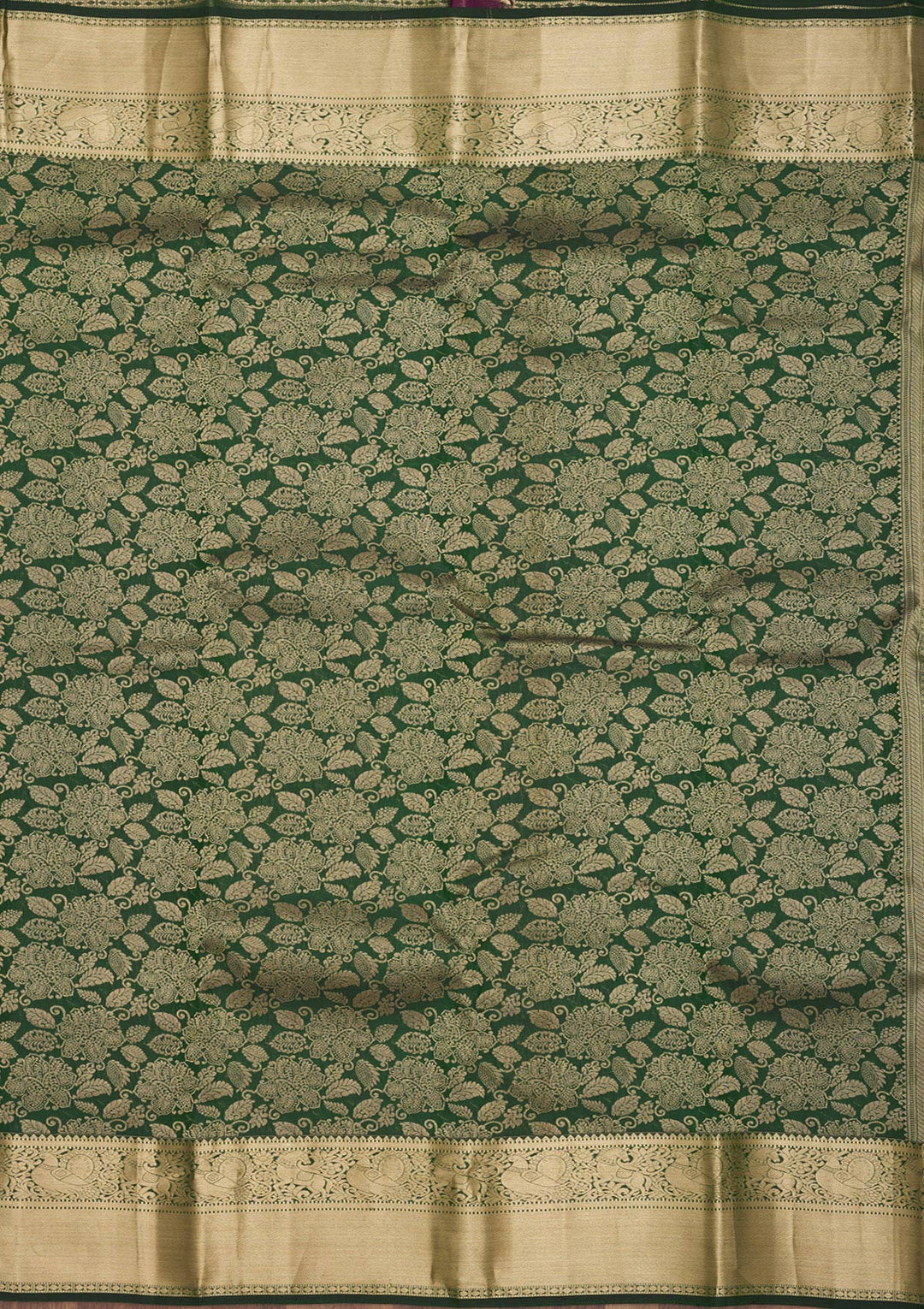 Bottle Green Zariwork Pure Silk Saree