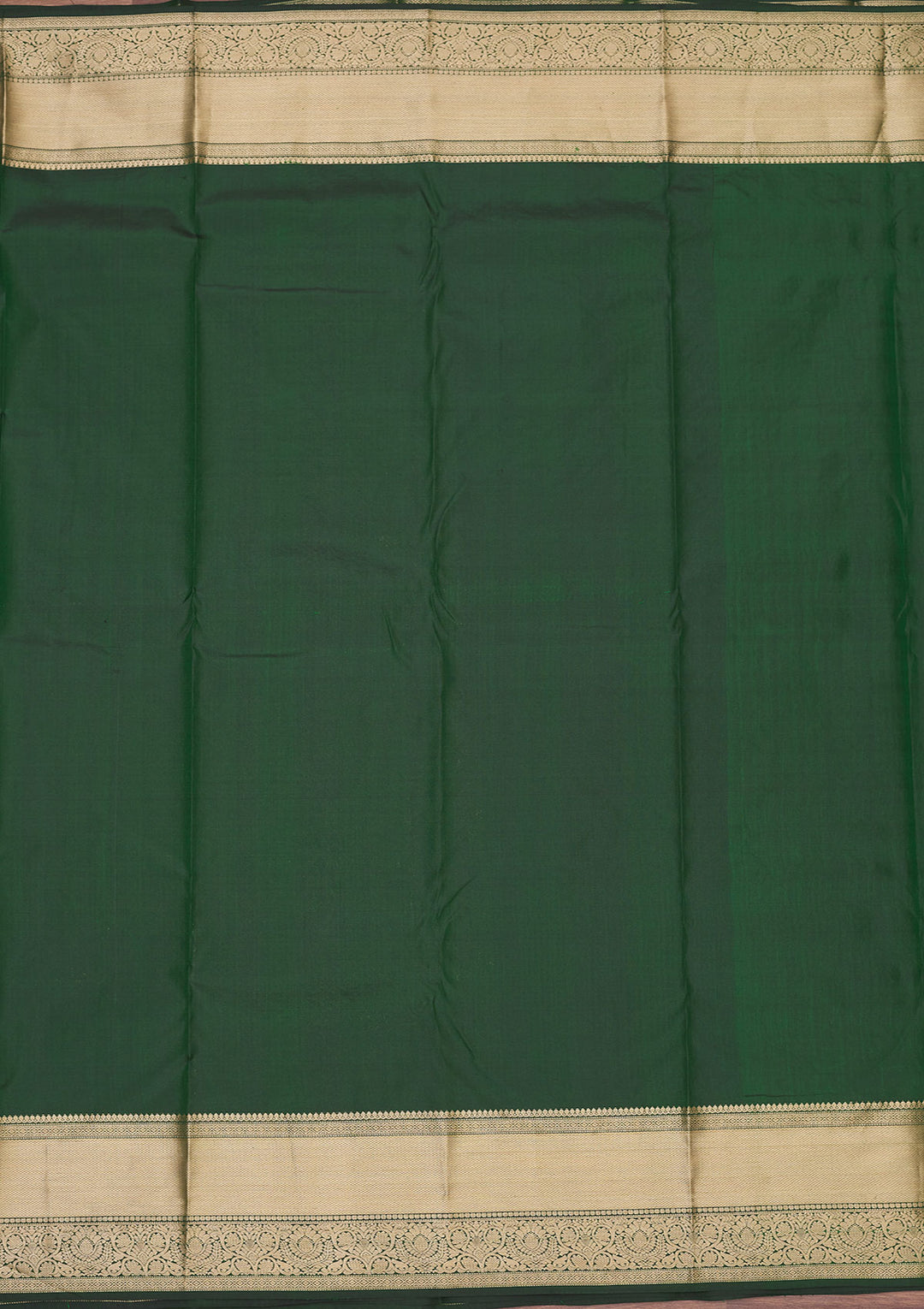 Bottle Green Silk Jaal Gold Zariwork Saree With Matching Blouse Piece