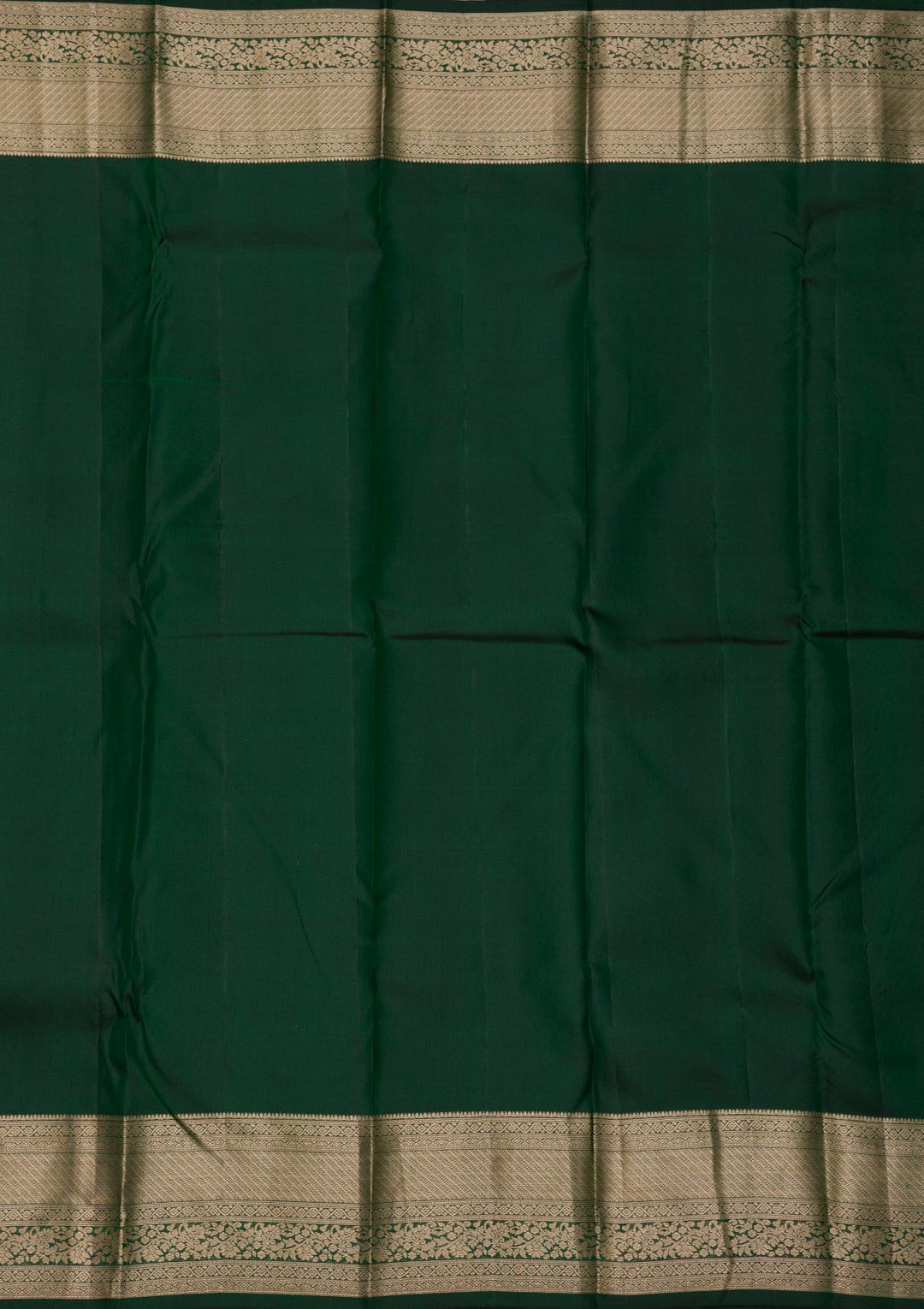 Bottle Green Silk Jaal Gold Zariwork Saree With Matching Blouse Piece