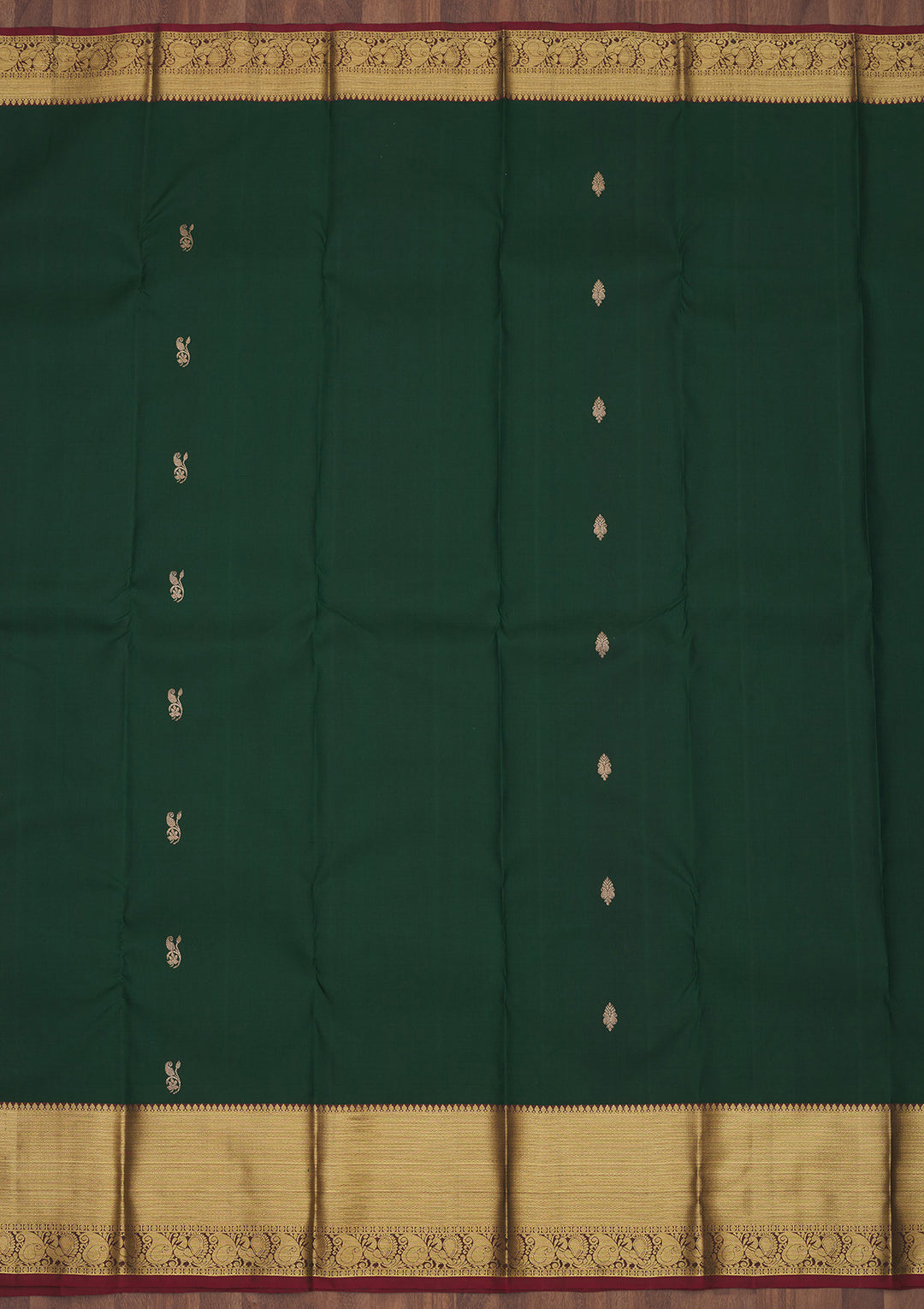 Bottle Green Zariwork Pure Silk Saree