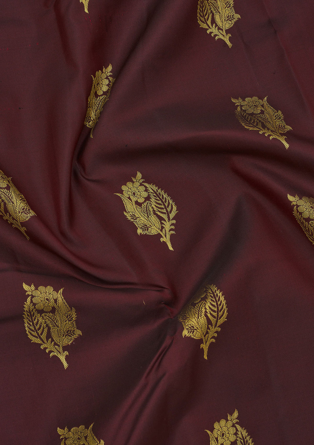Brown Silk Buti Gold Zariwork Saree With Matching Blouse Piece