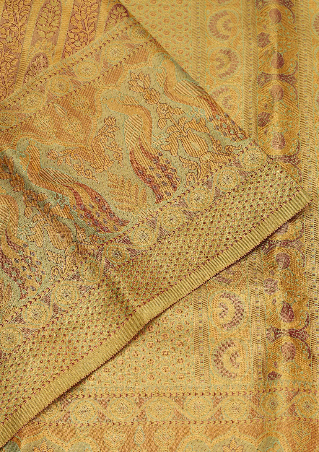 Brown Tissue Jaal Gold Zariwork Saree With Matching Blouse Piece