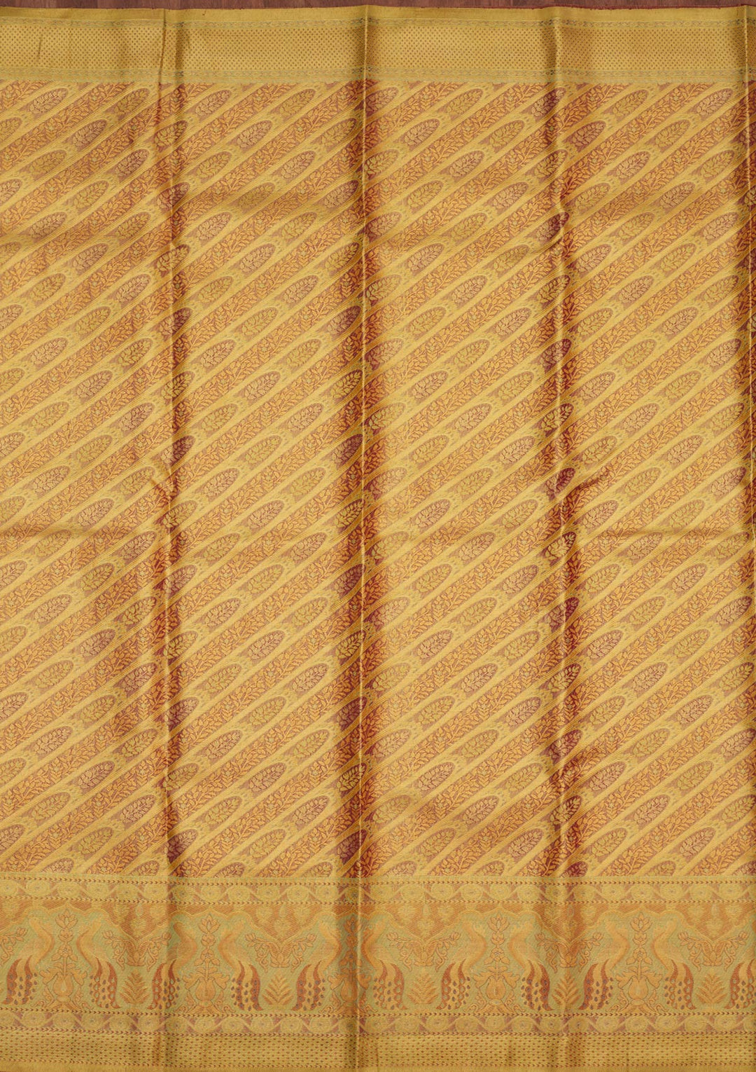 Brown Tissue Jaal Gold Zariwork Saree With Matching Blouse Piece