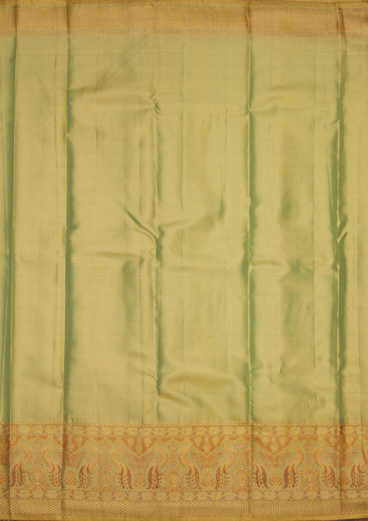 Brown Tissue Jaal Gold Zariwork Saree With Matching Blouse Piece