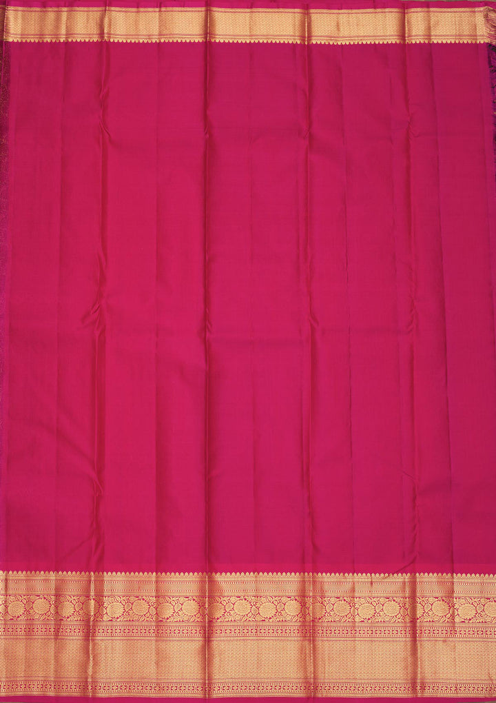 Brown Silk Jaal Gold Zariwork Saree With Matching Blouse Piece