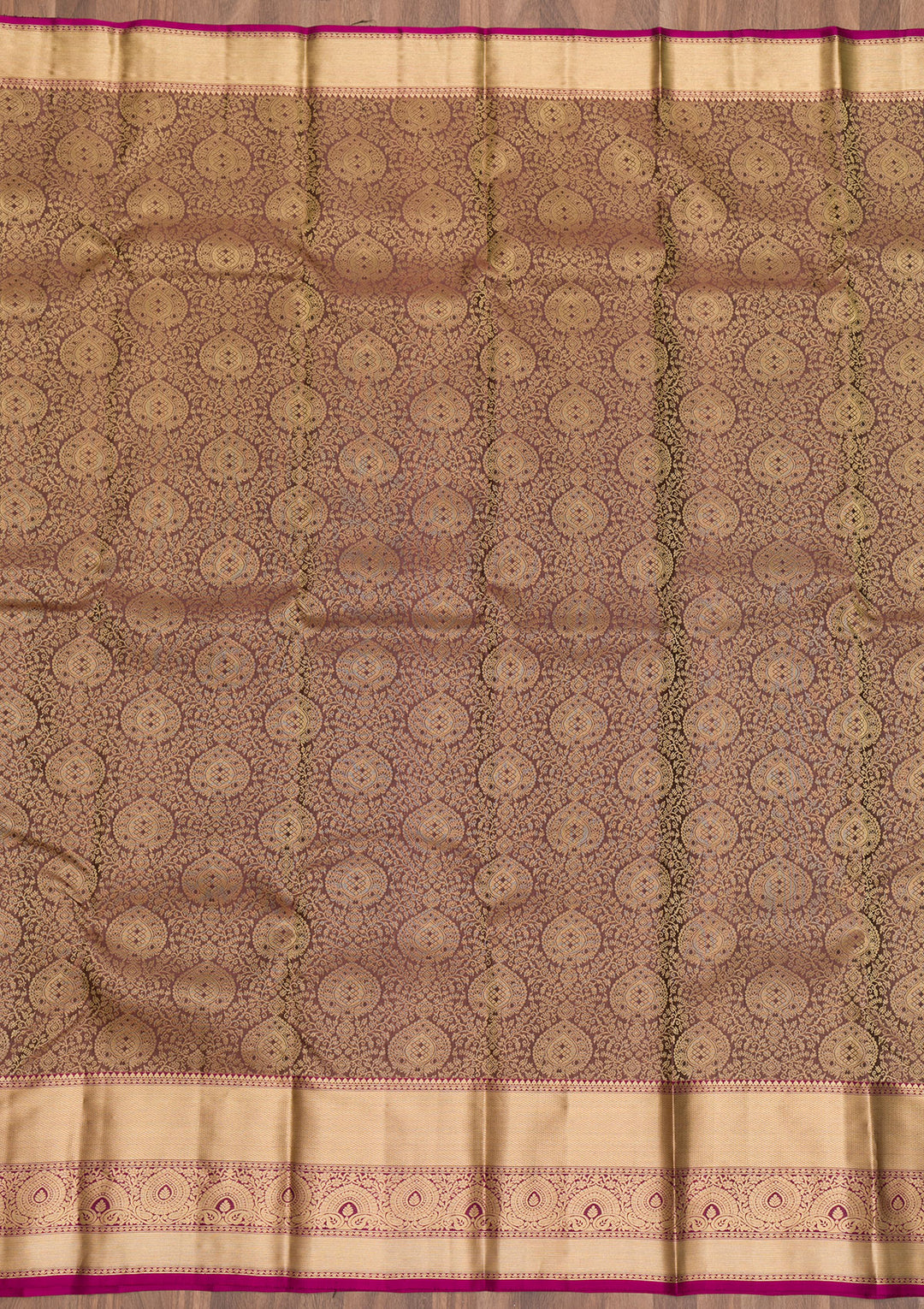 Grey Silk Jaal Gold Zariwork Saree With Matching Blouse Piece