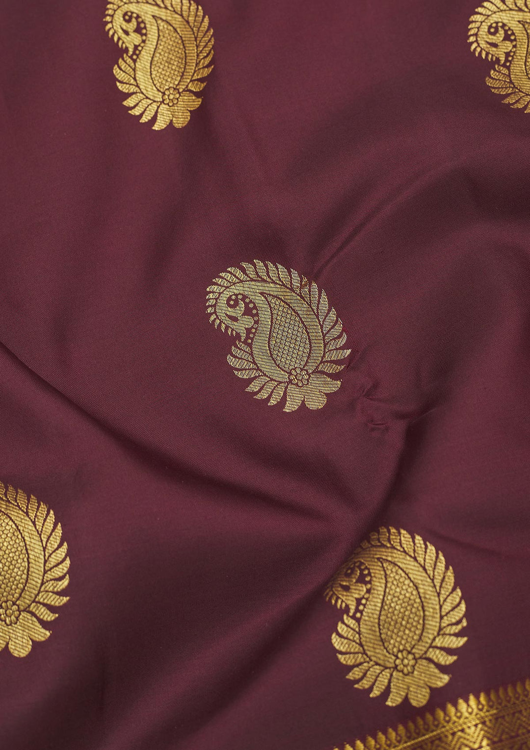 Brown Silk Buti Gold Zariwork Saree With Matching Blouse Piece