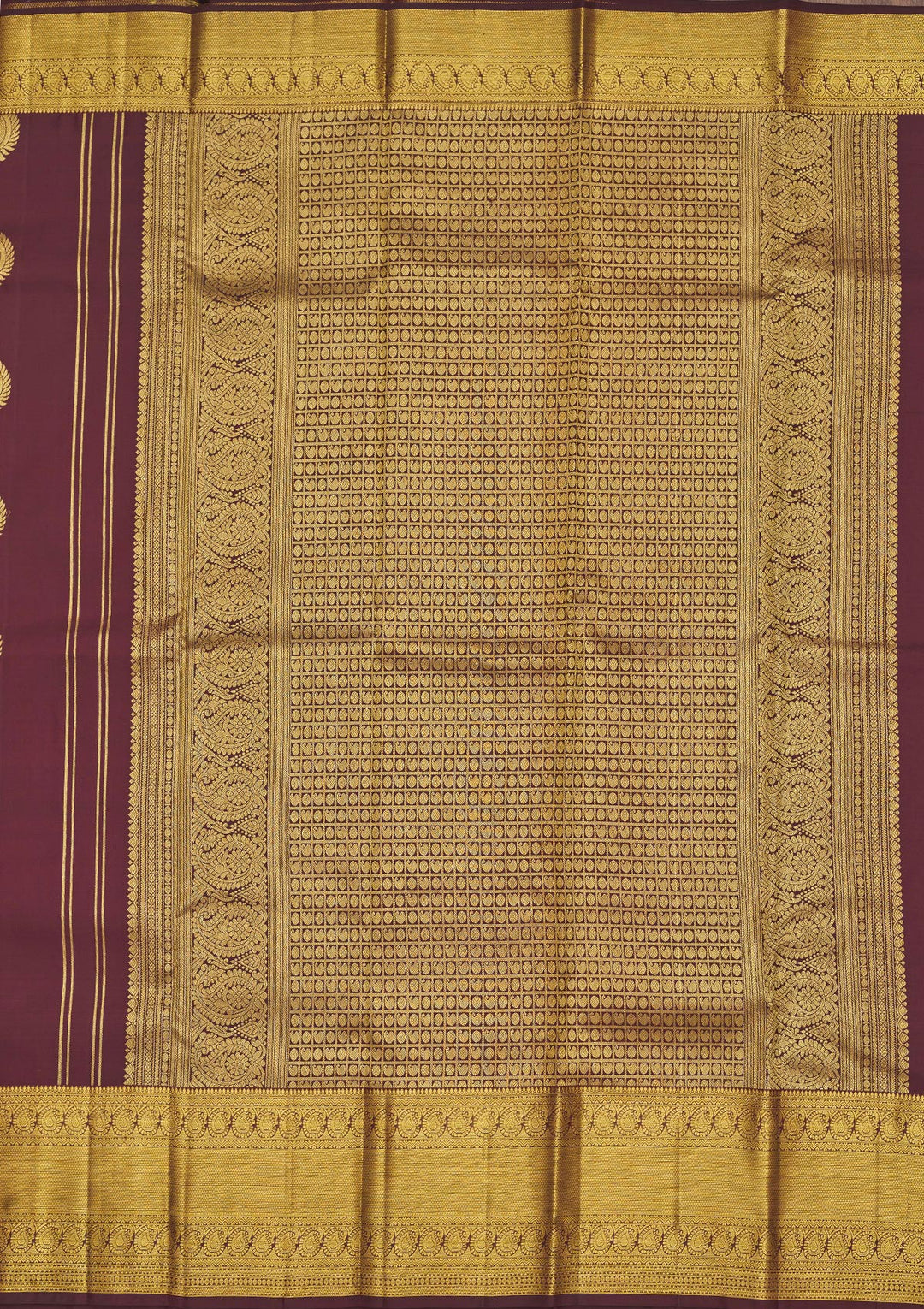 Brown Silk Buti Gold Zariwork Saree With Matching Blouse Piece