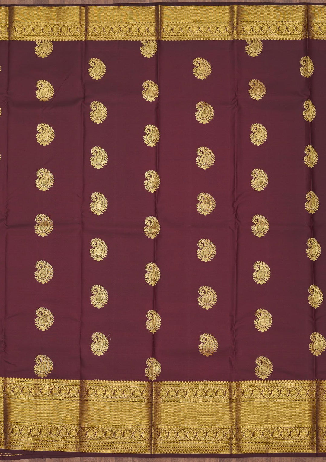 Brown Silk Buti Gold Zariwork Saree With Matching Blouse Piece