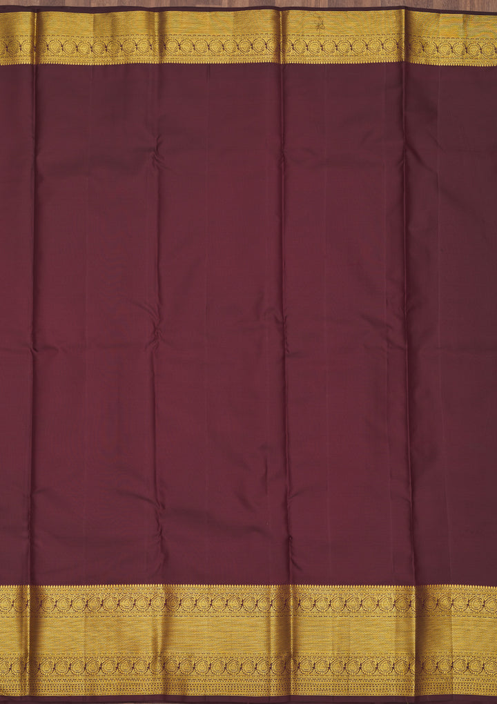 Brown Silk Buti Gold Zariwork Saree With Matching Blouse Piece