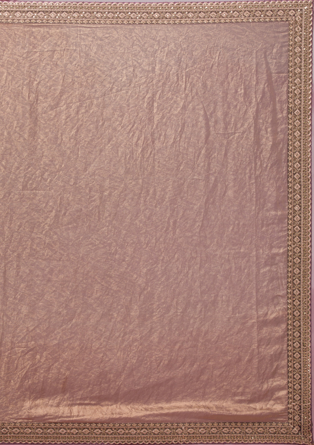 Copper Tissue Cording Saree With Matching Blouse Piece