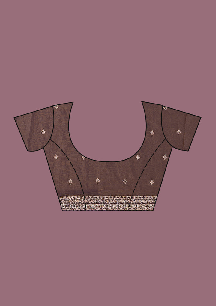 Copper Tissue Cording Saree With Matching Blouse Piece