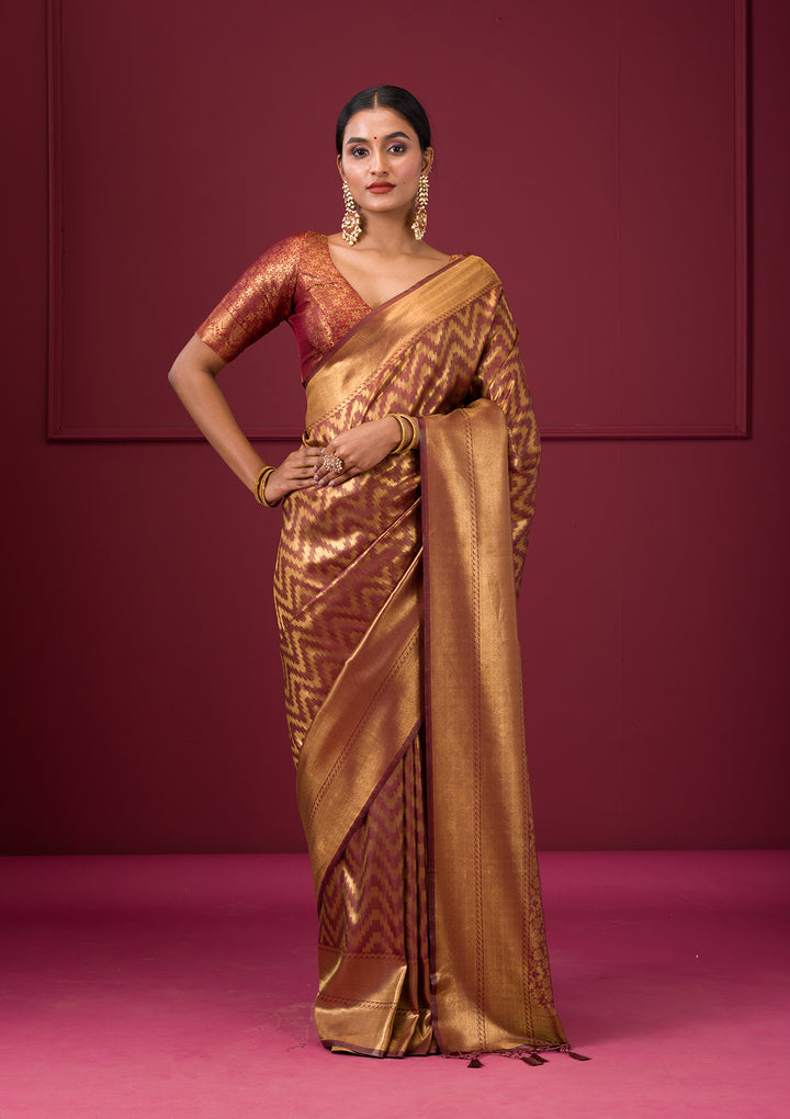 Copper Zariwork Soft Silk Saree