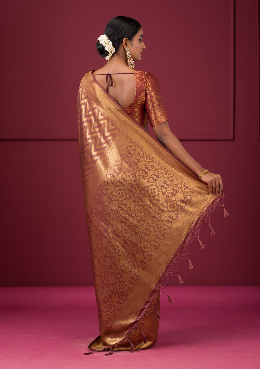 Copper Zariwork Soft Silk Saree