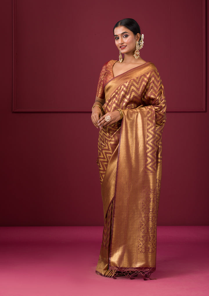 Copper Zariwork Soft Silk Saree