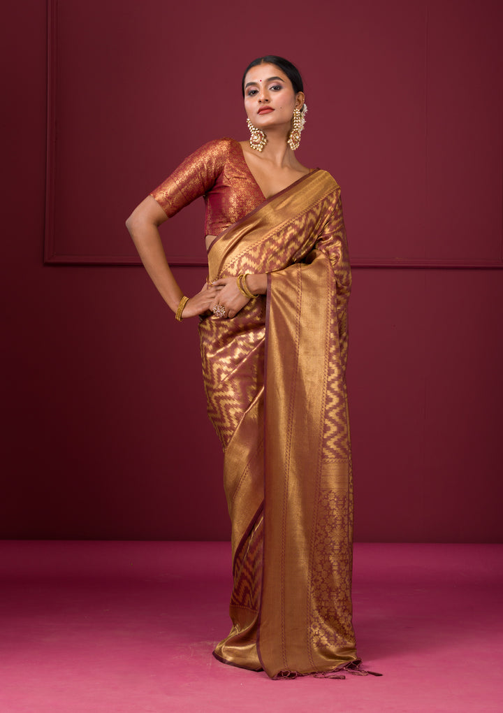 Copper Zariwork Soft Silk Saree