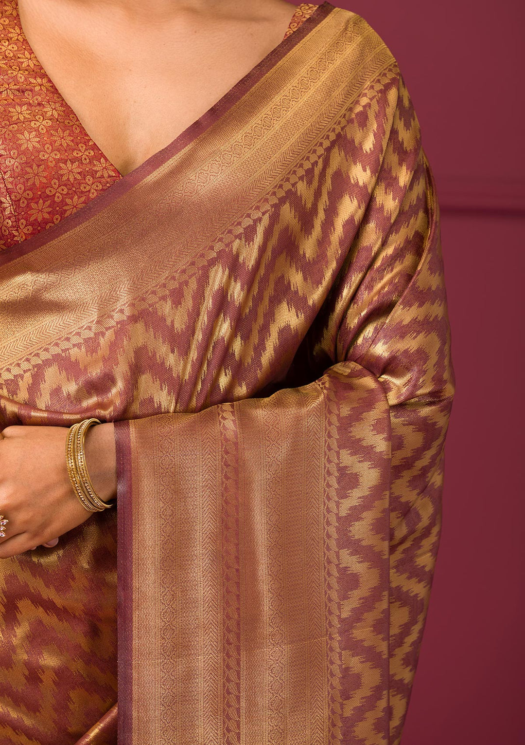 Copper Zariwork Soft Silk Saree
