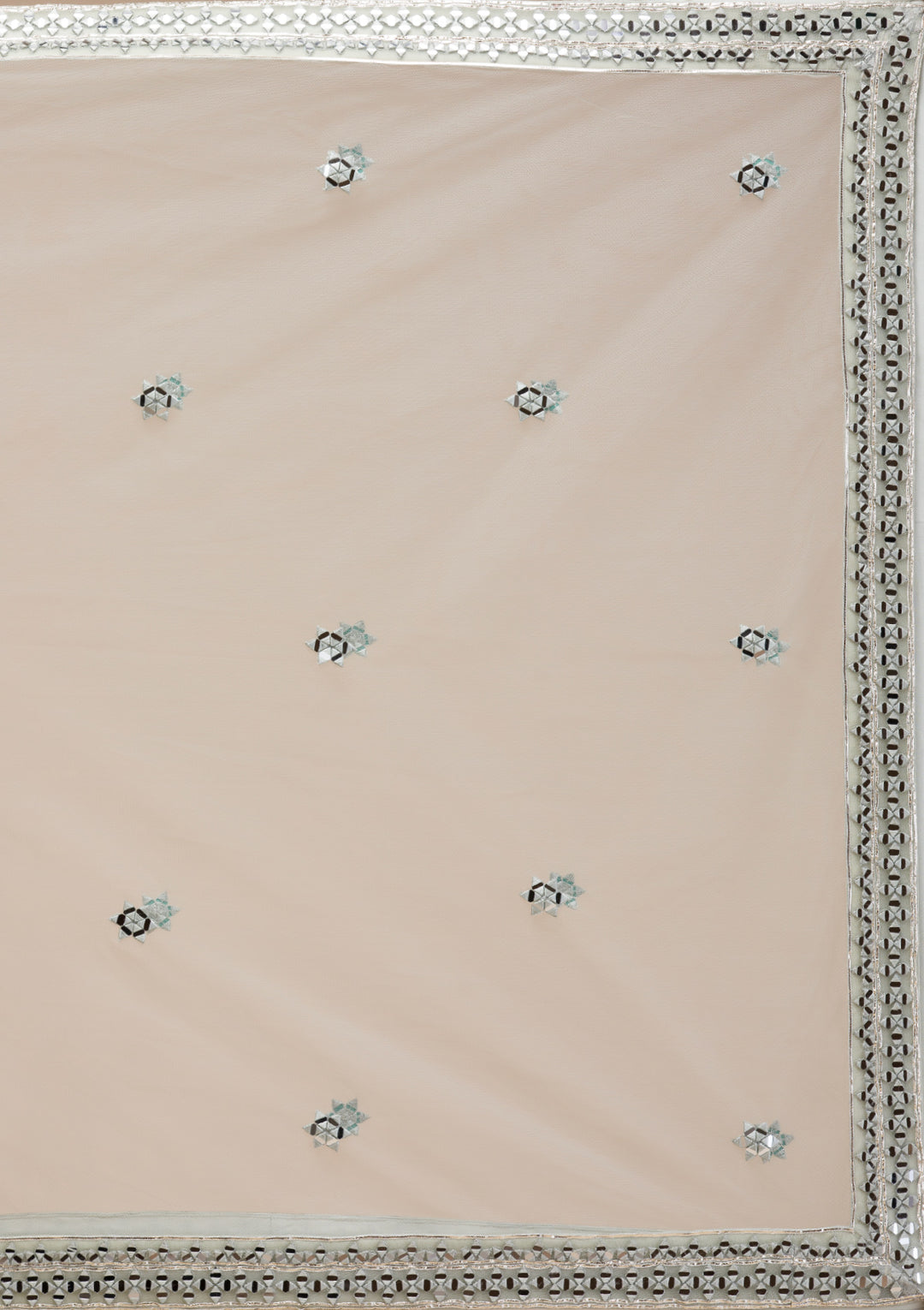 Koskii Net White Lehenga – Mirrorwork Elegance