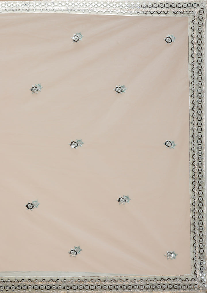Koskii Net White Lehenga – Mirrorwork Elegance