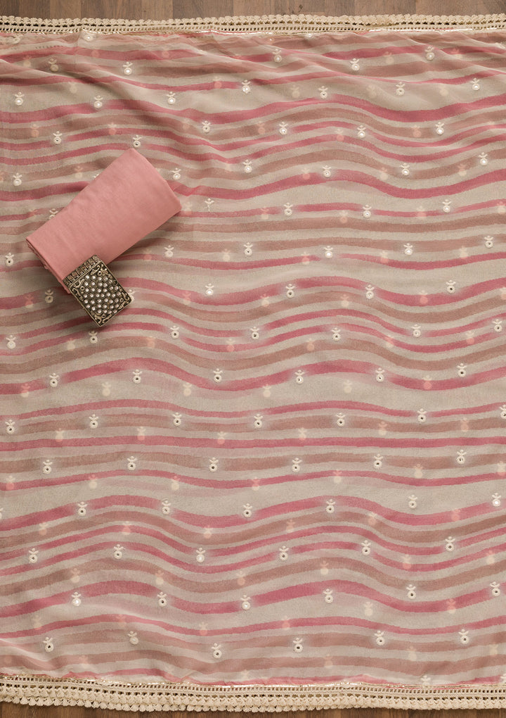 Cream Printed Cotton Unstitched Salwar Suit