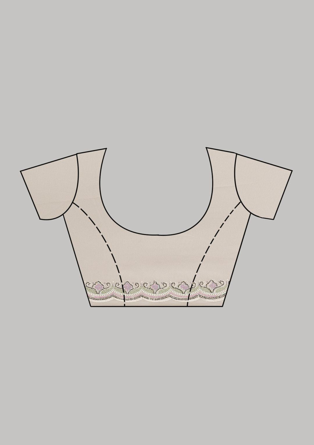 Cream Threadwork Tissue Saree