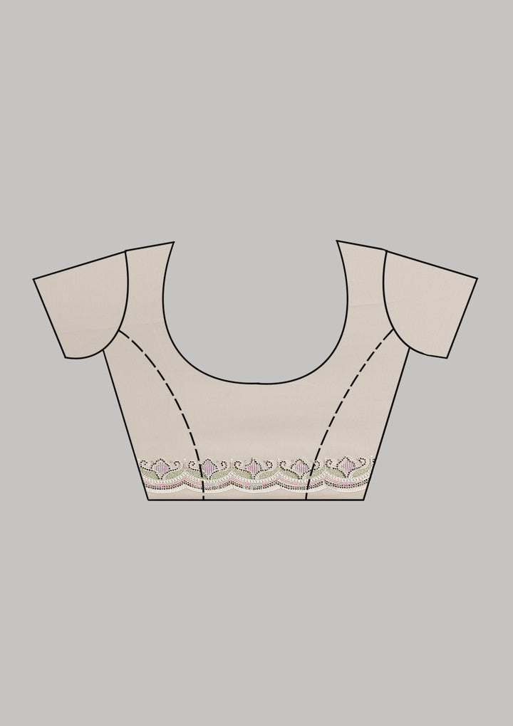Cream Threadwork Tissue Saree