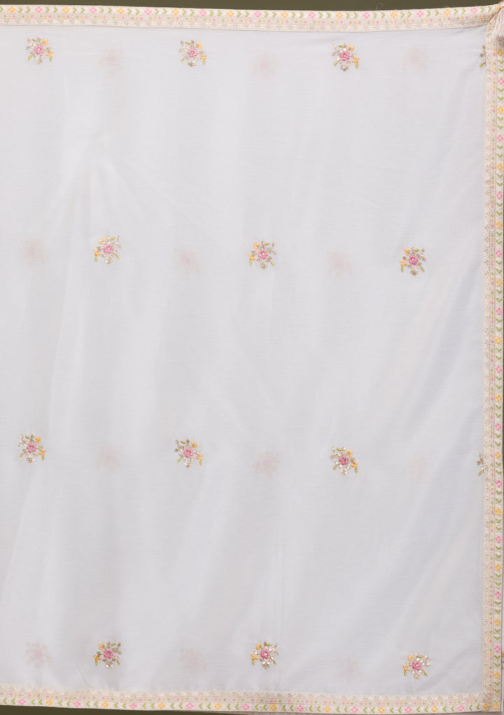 Cream Zariwork Art Silk Readymade Salwar Suit