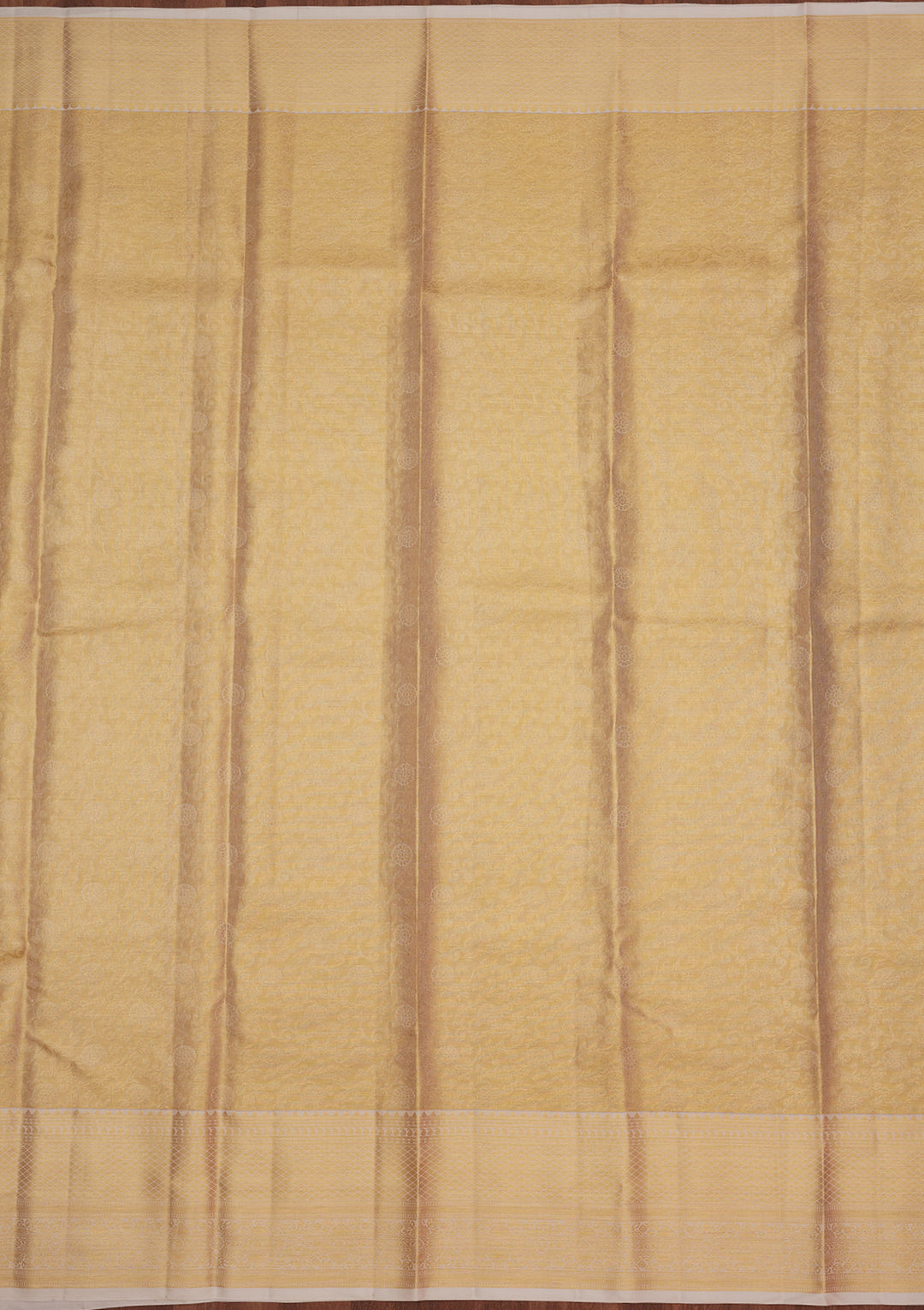 Cream Silk Jaal Gold Zariwork Saree With Matching Blouse Piece