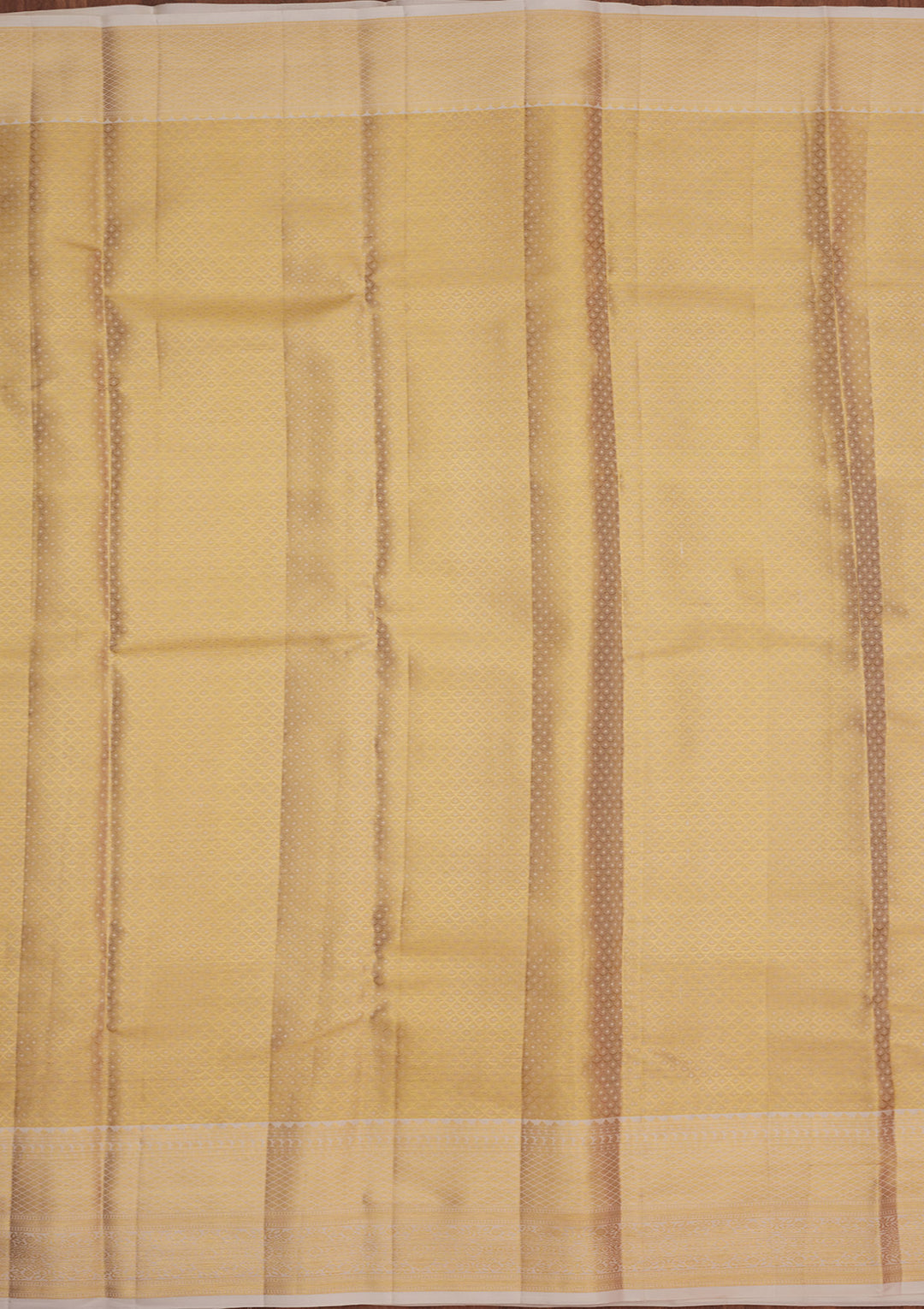 Cream Silk Jaal Gold Zariwork Saree With Matching Blouse Piece