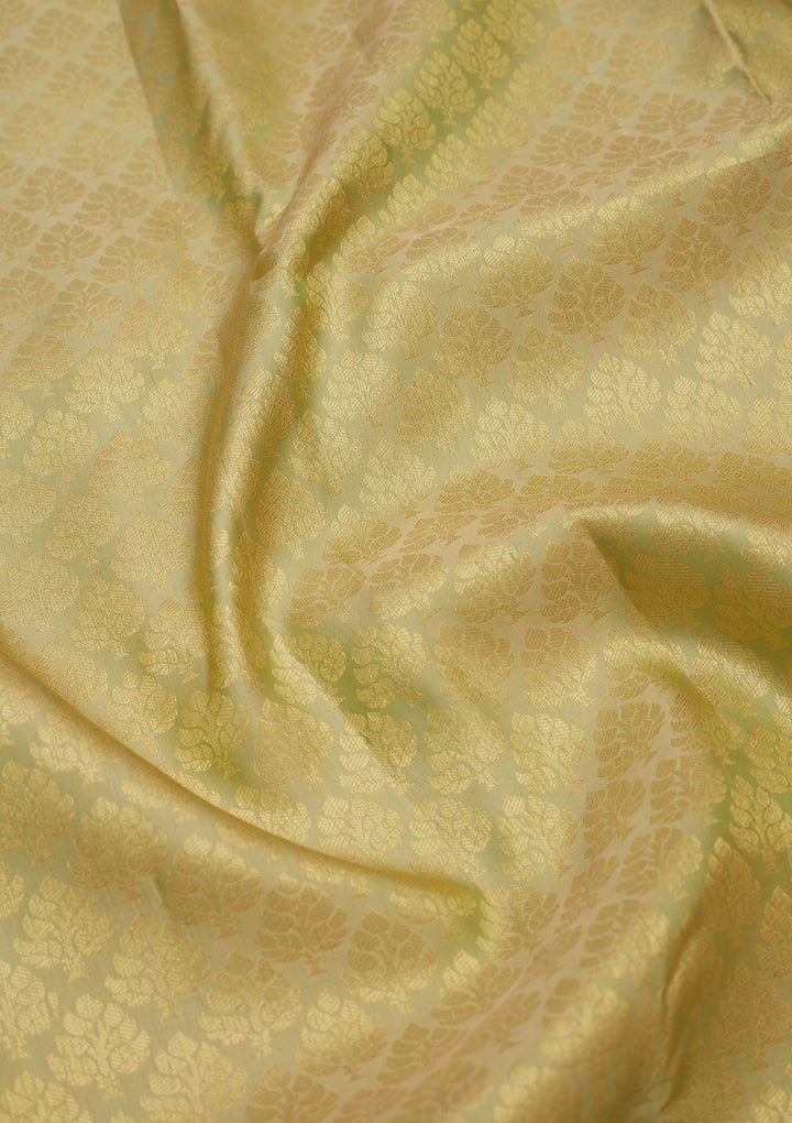 Cream Silk Jaal Gold Zariwork Saree With Matching Blouse Piece