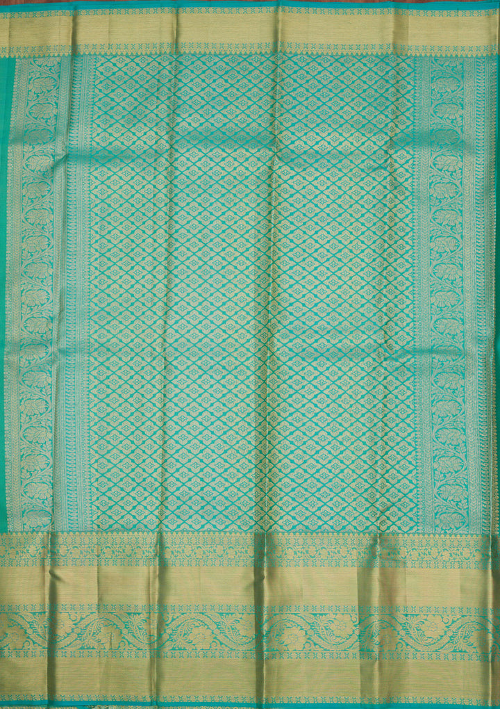 Cream Silk Jaal Gold Zariwork Saree With Matching Blouse Piece