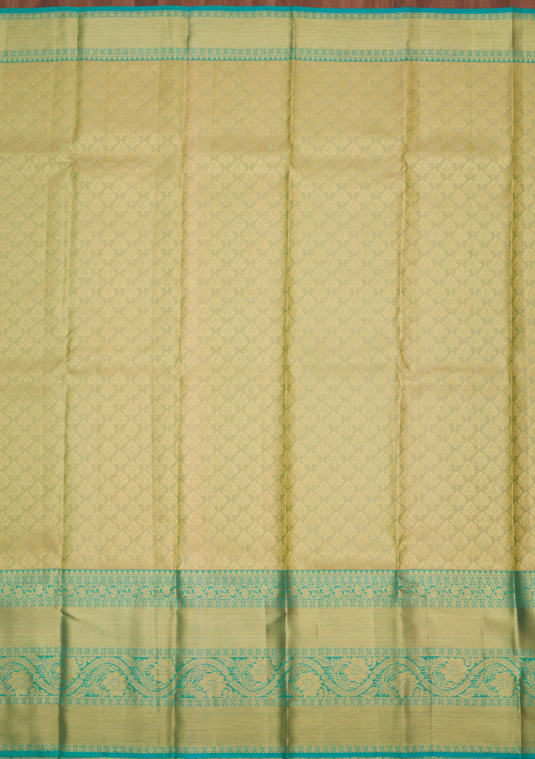 Cream Silk Jaal Gold Zariwork Saree With Matching Blouse Piece